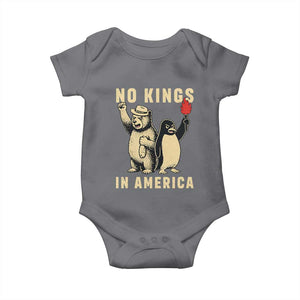 Funny Bear And Penguin Protest Baby Onesie No Kings In America TS12 Charcoal Print Your Wear