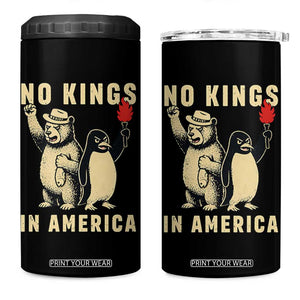 Funny Bear And Penguin Protest 4 in 1 Can Cooler Tumbler No Kings In America TS12 One Size: 16 oz Black Print Your Wear