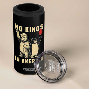 Funny Bear And Penguin Protest 4 in 1 Can Cooler Tumbler No Kings In America TS12 Print Your Wear