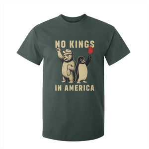 Funny Bear And Penguin Protest T Shirt For Kid No Kings In America TS12 Dark Forest Green Print Your Wear
