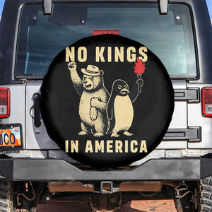 Funny Bear And Penguin Protest Spare Tire Cover No Kings In America TS12 No hole Black Print Your Wear