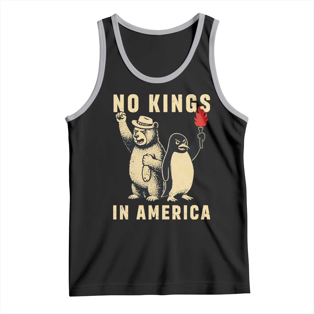 Funny Bear And Penguin Protest Tank Top No Kings In America TS12 Black Athletic Heather Print Your Wear