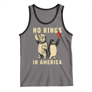 Funny Bear And Penguin Protest Tank Top No Kings In America TS12 Deep Heather Black Print Your Wear