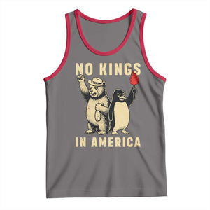 Funny Bear And Penguin Protest Tank Top No Kings In America TS12 Deep Heather Red Print Your Wear