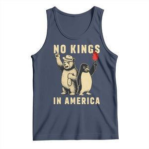 Funny Bear And Penguin Protest Tank Top No Kings In America TS12 Navy Print Your Wear