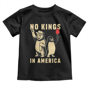 Funny Bear And Penguin Protest Toddler T Shirt No Kings In America TS12 Black Print Your Wear