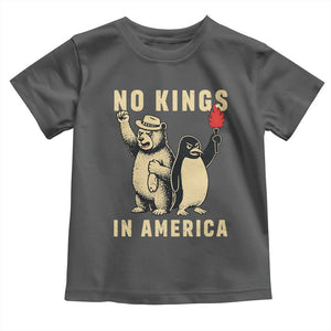 Funny Bear And Penguin Protest Toddler T Shirt No Kings In America TS12 Dark Heather Print Your Wear