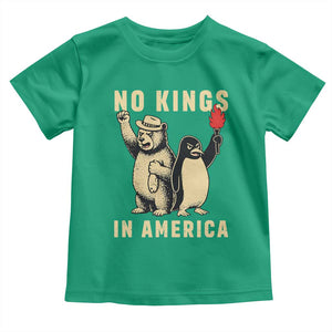 Funny Bear And Penguin Protest Toddler T Shirt No Kings In America TS12 Irish Green Print Your Wear