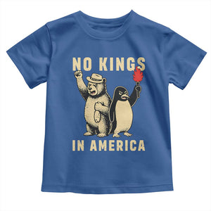 Funny Bear And Penguin Protest Toddler T Shirt No Kings In America TS12 Royal Blue Print Your Wear