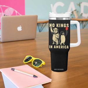 Funny Bear And Penguin Protest Tumbler With Handle No Kings In America TS12 Print Your Wear