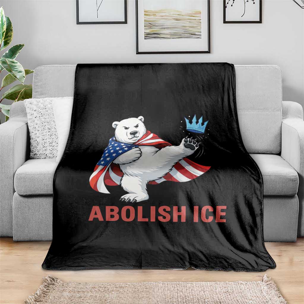 Abolish Ice Throw Blanket Funny Polar Bear Kicking Crown TS12 Print Your Wear