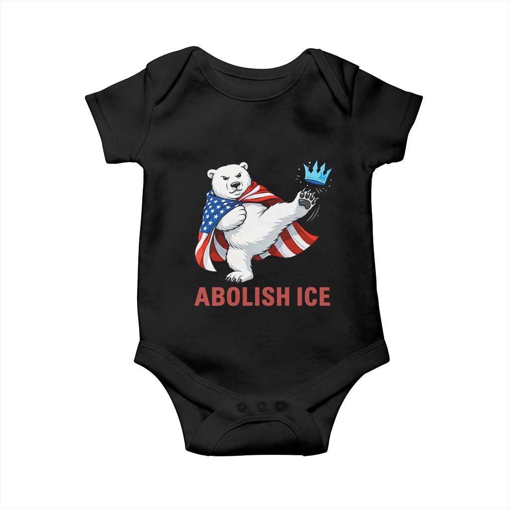 Abolish Ice Baby Onesie Funny Polar Bear Kicking Crown TS12 Black Print Your Wear