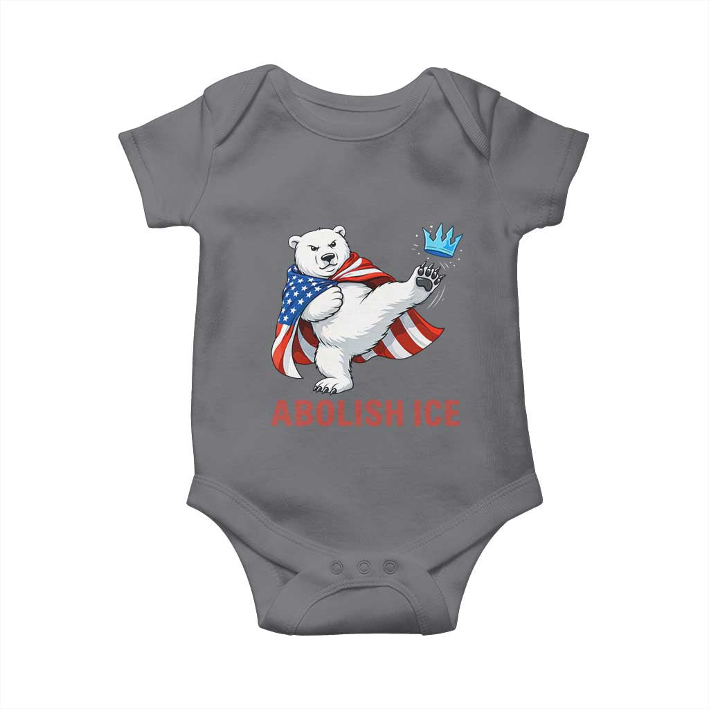 Abolish Ice Baby Onesie Funny Polar Bear Kicking Crown TS12 Charcoal Print Your Wear