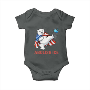 Abolish Ice Baby Onesie Funny Polar Bear Kicking Crown TS12 Dark Heather Print Your Wear