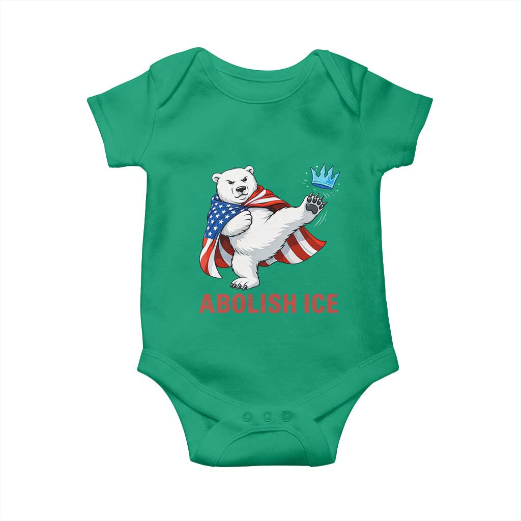 Abolish Ice Baby Onesie Funny Polar Bear Kicking Crown TS12 Irish Green Print Your Wear