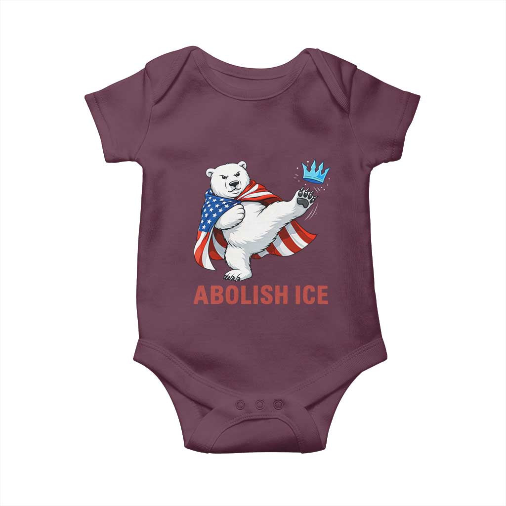 Abolish Ice Baby Onesie Funny Polar Bear Kicking Crown TS12 Maroon Print Your Wear