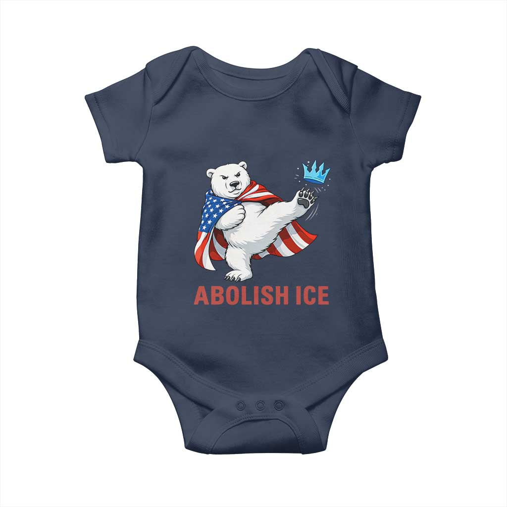 Abolish Ice Baby Onesie Funny Polar Bear Kicking Crown TS12 Navy Print Your Wear
