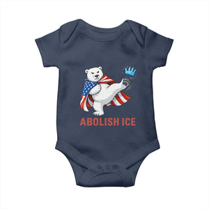 Abolish Ice Baby Onesie Funny Polar Bear Kicking Crown TS12 Navy Print Your Wear