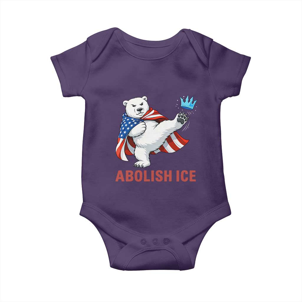Abolish Ice Baby Onesie Funny Polar Bear Kicking Crown TS12 Purple Print Your Wear