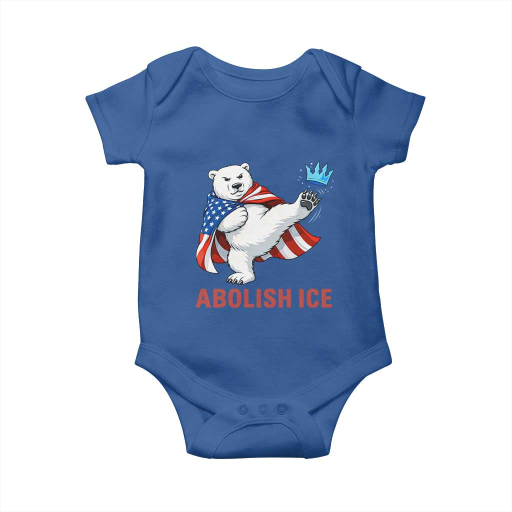 Abolish Ice Baby Onesie Funny Polar Bear Kicking Crown TS12 Royal Blue Print Your Wear