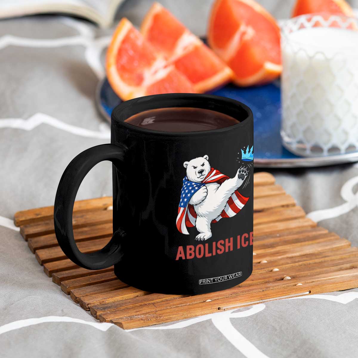 Abolish Ice Coffee Mug Funny Polar Bear Kicking Crown TS12 Print Your Wear