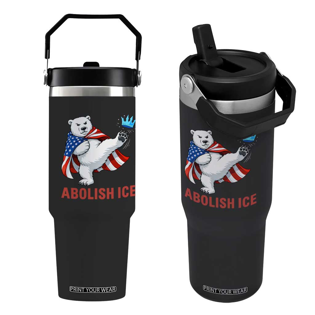 Abolish Ice Flip Straw Tumbler Funny Polar Bear Kicking Crown TS12 One Size: 30 oz Black Print Your Wear