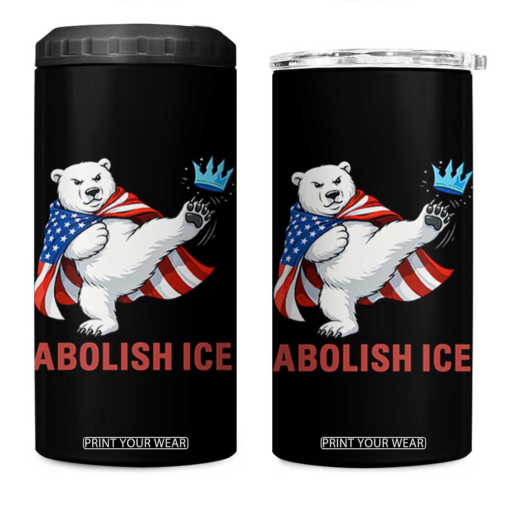 Abolish Ice 4 in 1 Can Cooler Tumbler Funny Polar Bear Kicking Crown TS12 One Size: 16 oz Black Print Your Wear