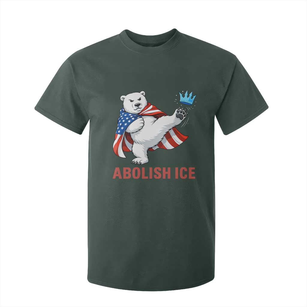Abolish Ice T Shirt For Kid Funny Polar Bear Kicking Crown TS12 Dark Forest Green Print Your Wear