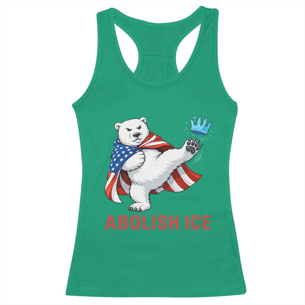 Abolish Ice Racerback Tank Top Funny Polar Bear Kicking Crown TS12 Irish Green Print Your Wear