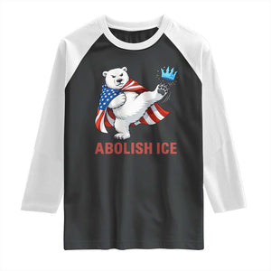 Abolish Ice Raglan Shirt Funny Polar Bear Kicking Crown TS12 Black White Print Your Wear