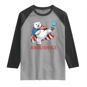 Abolish Ice Raglan Shirt Funny Polar Bear Kicking Crown TS12 Sport Gray Black Print Your Wear