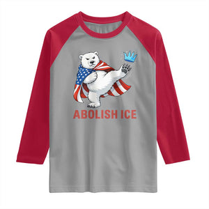 Abolish Ice Raglan Shirt Funny Polar Bear Kicking Crown TS12 Sport Gray Red Print Your Wear