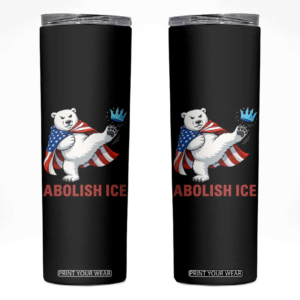 Abolish Ice Skinny Tumbler Funny Polar Bear Kicking Crown TS12 Black Print Your Wear