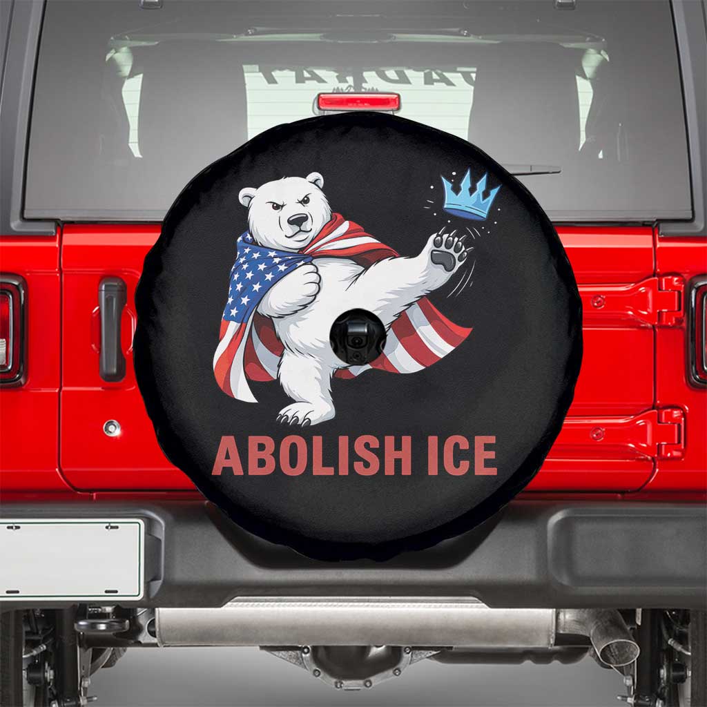 Abolish Ice Spare Tire Cover Funny Polar Bear Kicking Crown TS12 Black Print Your Wear