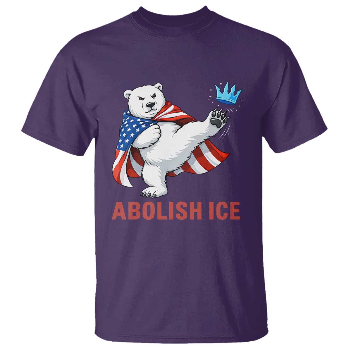 Abolish Ice T Shirt Funny Polar Bear Kicking Crown TS12 Purple Print Your Wear