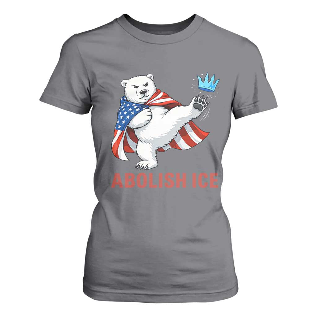 Abolish Ice T Shirt For Women Funny Polar Bear Kicking Crown TS12 Charcoal Print Your Wear