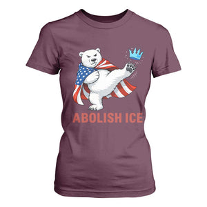 Abolish Ice T Shirt For Women Funny Polar Bear Kicking Crown TS12 Maroon Print Your Wear