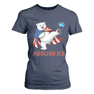 Abolish Ice T Shirt For Women Funny Polar Bear Kicking Crown TS12 Navy Print Your Wear