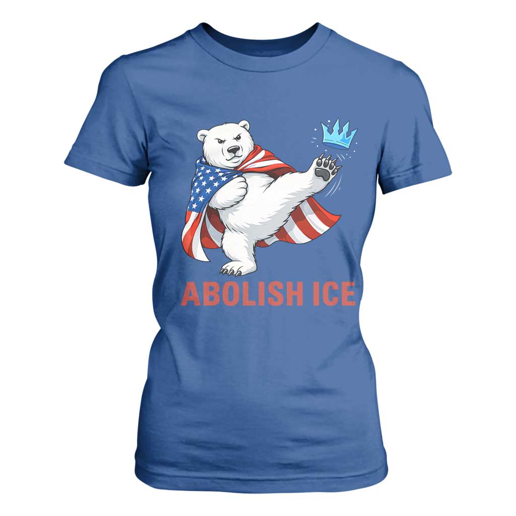 Abolish Ice T Shirt For Women Funny Polar Bear Kicking Crown TS12 Royal Blue Print Your Wear