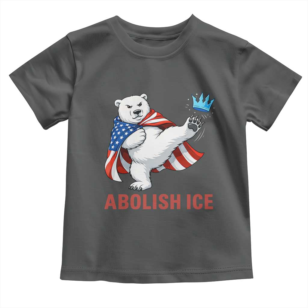 Abolish Ice Toddler T Shirt Funny Polar Bear Kicking Crown TS12 Dark Heather Print Your Wear