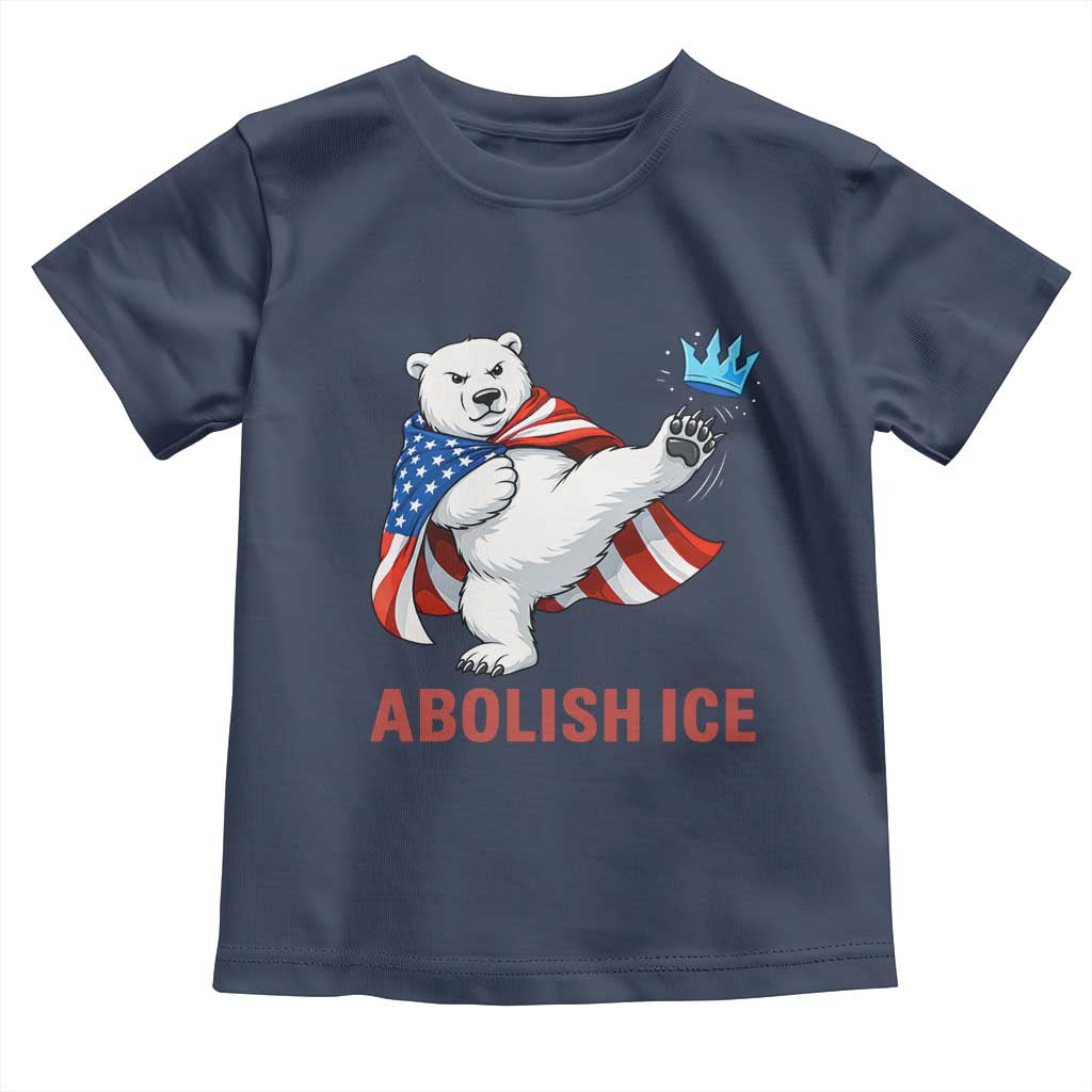 Abolish Ice Toddler T Shirt Funny Polar Bear Kicking Crown TS12 Navy Print Your Wear