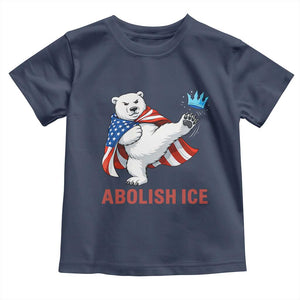 Abolish Ice Toddler T Shirt Funny Polar Bear Kicking Crown TS12 Navy Print Your Wear