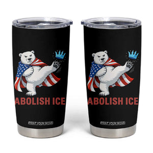 Abolish Ice Tumbler Cup Funny Polar Bear Kicking Crown TS12 Black Print Your Wear