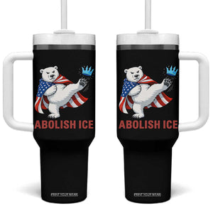 Abolish Ice Tumbler With Handle Funny Polar Bear Kicking Crown TS12 One Size: 40 oz Black Print Your Wear