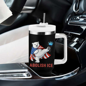 Abolish Ice Tumbler With Handle Funny Polar Bear Kicking Crown TS12 Print Your Wear