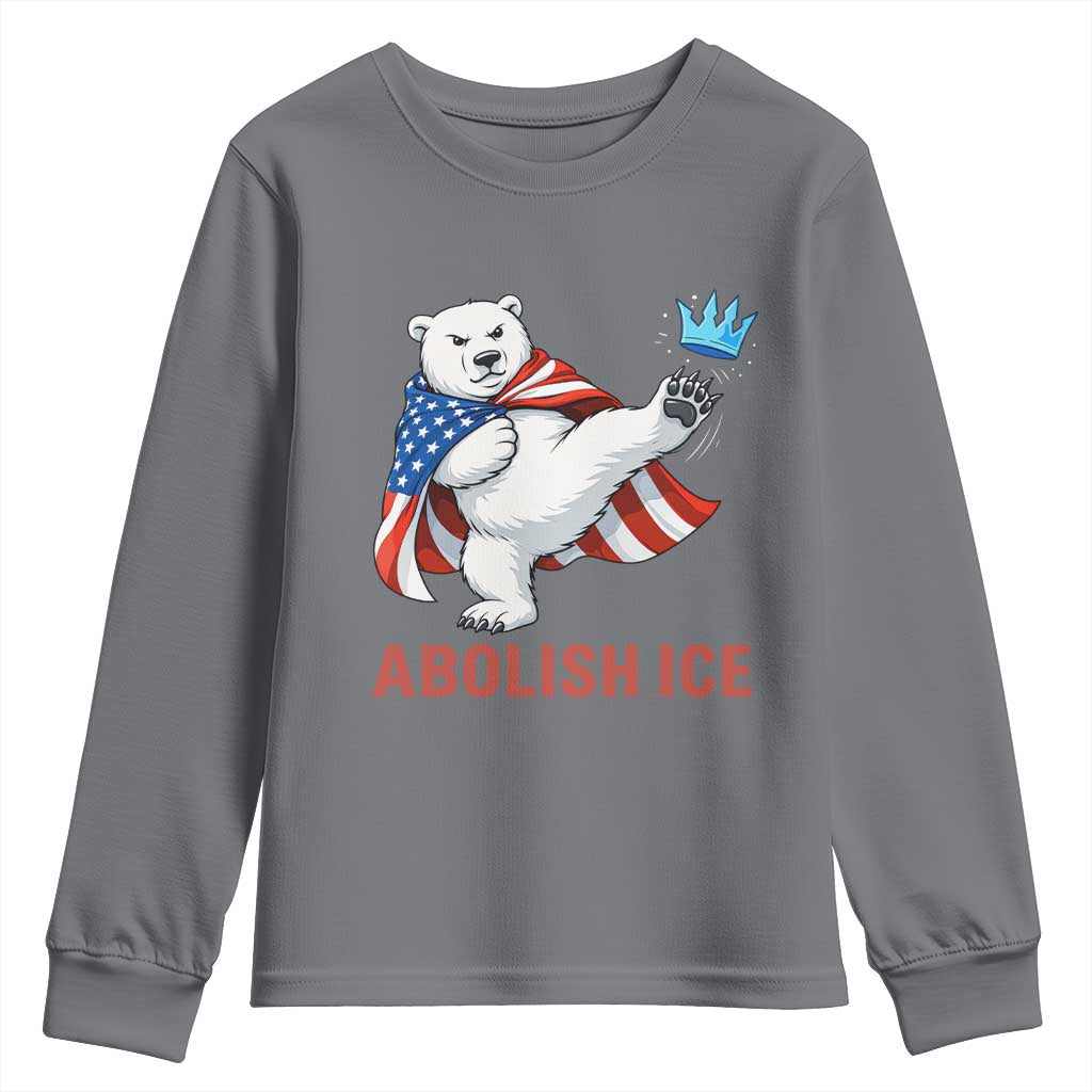Abolish Ice Youth Sweatshirt Funny Polar Bear Kicking Crown TS12 Charcoal Print Your Wear