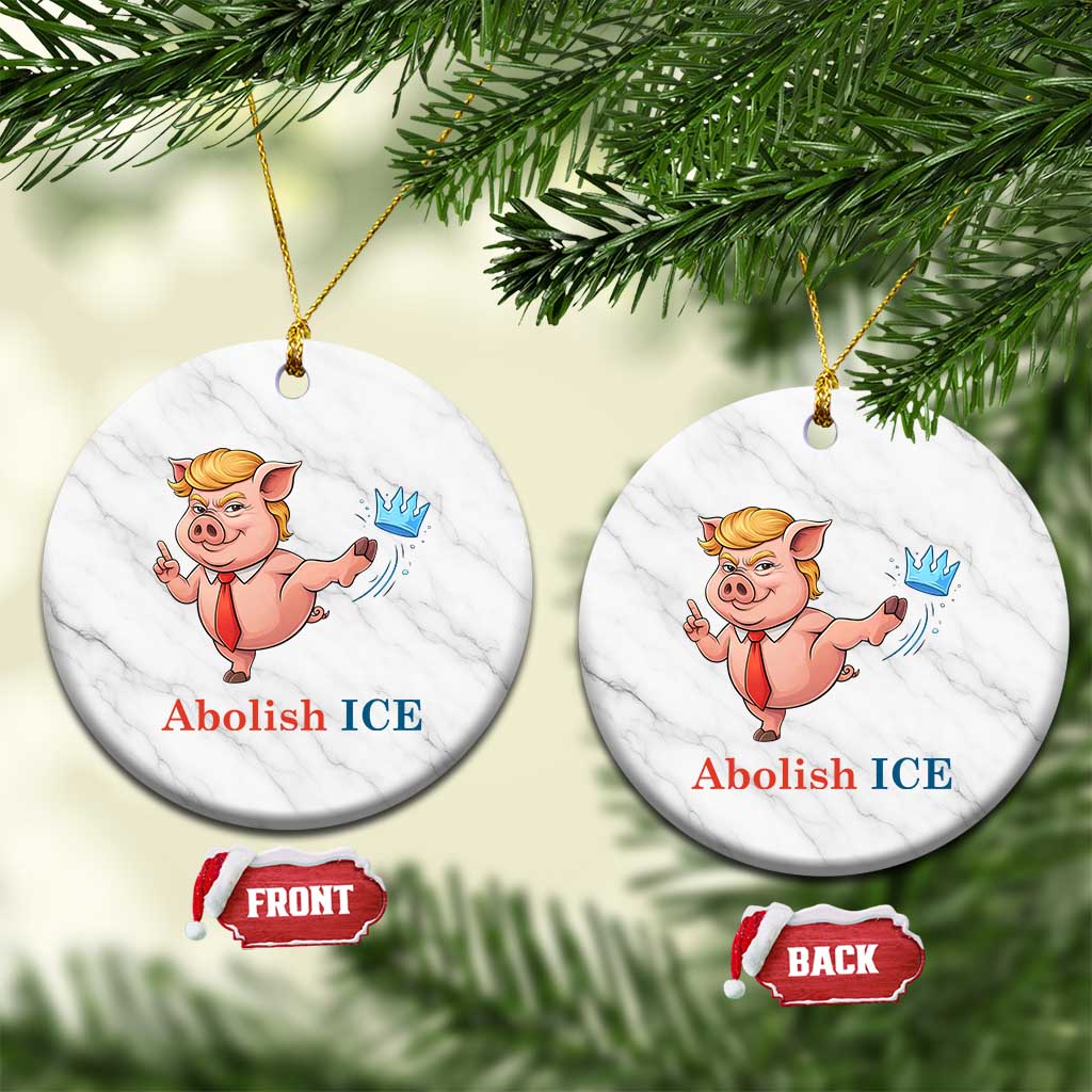 Protest Pig Kicking Icy Crown Ceramic Ornament Political Humor Gift TS12 1pc White Marble Print Your Wear