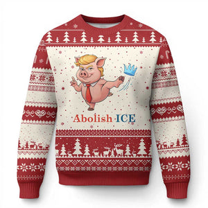 Protest Pig Kicking Icy Crown Ugly Christmas Sweater Political Humor Gift TS12 Beige Red Print Your Wear