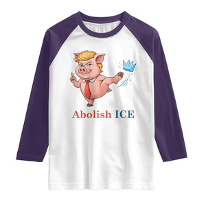 Protest Pig Kicking Icy Crown Raglan Shirt Political Humor Gift TS12 White Purple Print Your Wear