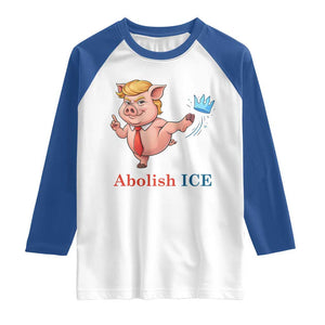 Protest Pig Kicking Icy Crown Raglan Shirt Political Humor Gift TS12 White Royal Print Your Wear